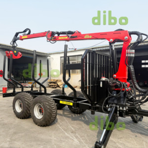 DIBO Schwerlast-Forstanhänger mit 6 Tonnen Kapazität, 5,5 m hydraulischem Teleskopkran und vollständig um 360 Grad drehbarem Holzgreifer - Product Image 2