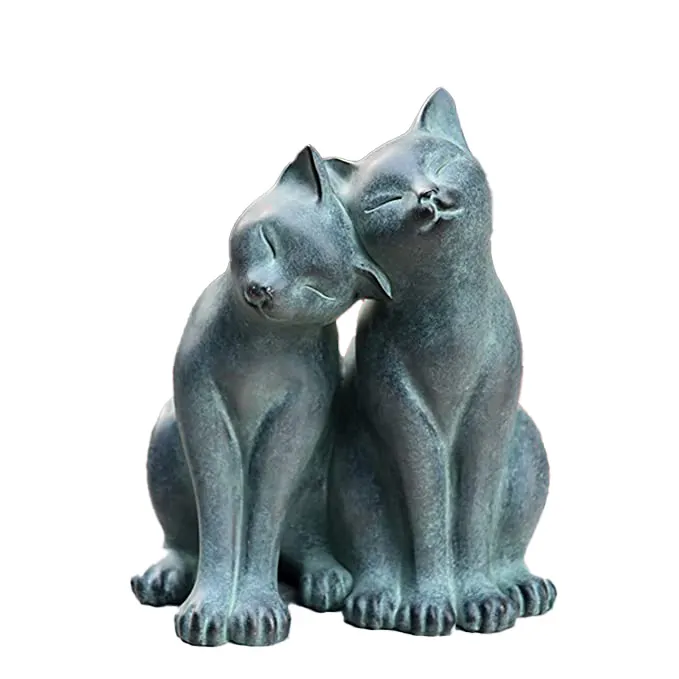 トップグレースガーデン-彫像猫子猫-カップルの置物の装飾-屋外の農家の庭のためのポリレジン彫刻