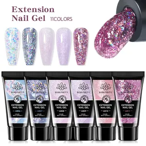 BORN PRETTY Cat Kuku Gel Ekstensi Glitter 30Ml, Cat Kuku Gel Seni Warna-warni Ekstensi Kuku Glitter