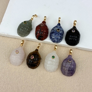 Ciondolo in <span class=keywords><strong>Pietra</strong></span> Naturale all'Ingrosso: Avventurina Verde, Cristallo Bianco, Placcato Oro, Ametista, Ciondolo a Forma di Pangolino, Collana Fai da Te, Gioielli con Gemme - Product Image 1