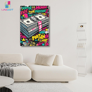 UNIART moderne argent dollar toile peinture imprime art <span class=keywords><strong>mural</strong></span> <span class=keywords><strong>image</strong></span> de rue décoration vivante sans <span class=keywords><strong>cadre</strong></span> <span class=keywords><strong>pour</strong></span> salon décor à la maison - Product Image 2
