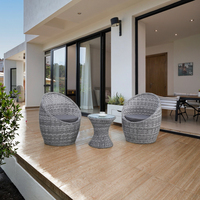 Ensemble de meubles de jardin en rotin tressé BHR PE, ensemble bistrot avec chaises pivotantes, table basse, design moderne pour piscine, balcon, cour