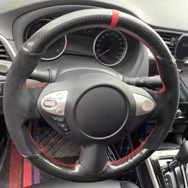 HuiER Hand Sew Car Steering Wheel Cover For Infiniti FX35 FX45 & Nissan 350Z – Microfiber Leather