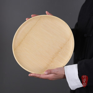 Bamboo Fruit Plate Handmade Round <b>Snack</b> <b>Tray</b> For Dried Fruits Tea Set Storage Unfinished Wooden Pattern YY0886 - Product Image 3