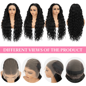 Perruque synthétique sans colle 13x6 en dentelle frontale, ondulée, résistante à la chaleur, en fibre Kanekalon Futura, pour femmes, vente en gros - Product Image 6