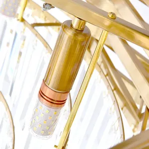 Luminaire Suspendu de Luxe <span class=keywords><strong>Led</strong></span> en Or Brossé pour <span class=keywords><strong>Salon</strong></span> Lustres en Cristal pour le <span class=keywords><strong>Salon</strong></span> - Product Image 5