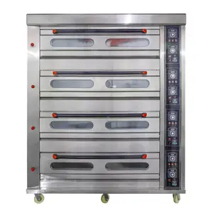 Máquina de horno de gas comercial, horno industrial de 4 cubiertas, 16 bandejas, equipo de panadería de pan y pizza, grandes hornos de horneado