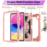 Housse de tablette robuste pour iPad 10e génération 10,9 pouces, étui de tablette en silicone PC triple couche avec protection à 360° °   Disque rotatif