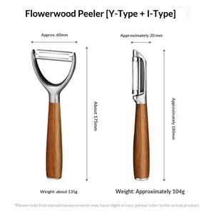 Comfort Wood Handle <b>Vegetable</b> Fruit Peeler Stainless Steel Blade Handheld Peeling Gadget For Daily Kitchen Food Preparation Work - Product Image 6
