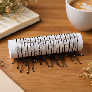 Bracciale a tubo nero in acciaio inossidabile con ciondolo a filo, braccialetti alla moda con perline, 2400 pezzi in scatola, Rif. 44830 - Product Image 3