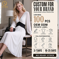 Robes d'église élégantes et tendance pour femmes, col en V, plissées en mousseline, longues, robes de cérémonie pour femmes, vêtements féminins, faible MOQ, OEM, ODM