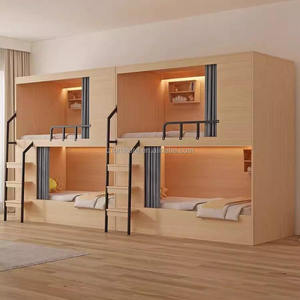 Cama tipo litera para hotel, cama cápsula todo incluido para hotel, juego de muebles para apartamento, cama doble baja para dormitorio de estudiantes, personalizable - Product Image 4