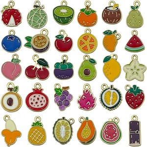 30 Colgantes de Frutas de Aleación Coloridos, Manzana, Sandía, Cereza, para Accesorios de Joyería DIY - Product Image 5