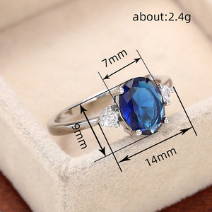 Anillo Ovalado con Gema Azul para Mujer, Joyería Elegante y de Lujo para el Dedo - Product Image 5