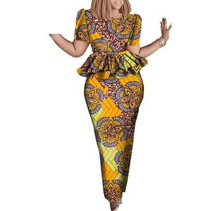 Ensemble africain 2 pièces pour femme, nouveau style <span class=keywords><strong>Bazin</strong></span> Riche, grande taille, Dashiki, imprimé floral, haut et <span class=keywords><strong>jupe</strong></span>, écologique, respirant, coupe ajustée - Product Image 3