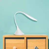 Lampu Meja LED Leher Angsa Modern Abadi Desain Fleksibel Putih Bertenaga Baterai 5V Rangka Plastik Tinggi 46cm Kamar Tidur & Ruang Tamu