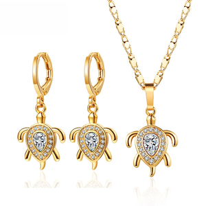 <span class=keywords><strong>Bijoux</strong></span> fantaisie plaqués <span class=keywords><strong>or</strong></span> <span class=keywords><strong>18</strong></span> carats, ensemble de 3 pièces, zircone cubique, collier avec pendentif tortue, ensembles de <span class=keywords><strong>bijoux</strong></span> pour femmes - Product Image 1