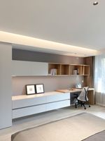 Bureau d'angle intégré avec étagère et station de maquillage pour chambre à coucher - Bureau d'écriture, d'ordinateur et de travail à domicile