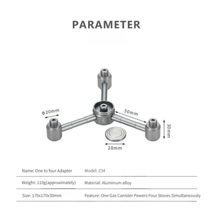 Adaptateur en aluminium 1 à <span class=keywords><strong>4</strong></span> en gros - 1,5 mm d'épaisseur - Capacité de 1 à 2 L - Pour le <span class=keywords><strong>camping</strong></span>, les lumières d'ambiance, l'extérieur, la haute montagne, les cartouches de <span class=keywords><strong>gaz</strong></span> - Product Image 5