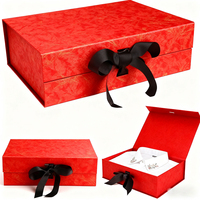 Boîte cadeau en papier pliable de luxe avec logo personnalisé, vente en gros, fermeture magnétique, avec ruban