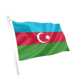 Flagnshow 하이 엔드 인쇄 3x5 피트 90x150cm 아제르바이잔 국가 비행 아제르바이잔 국기 100% 폴리 에스테르