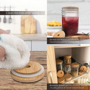 Wide Mouth Mason Jar Lid Reusable Wide Mouth/Regular Mouth Storage Mason Jar Wooden Bamboo Lid