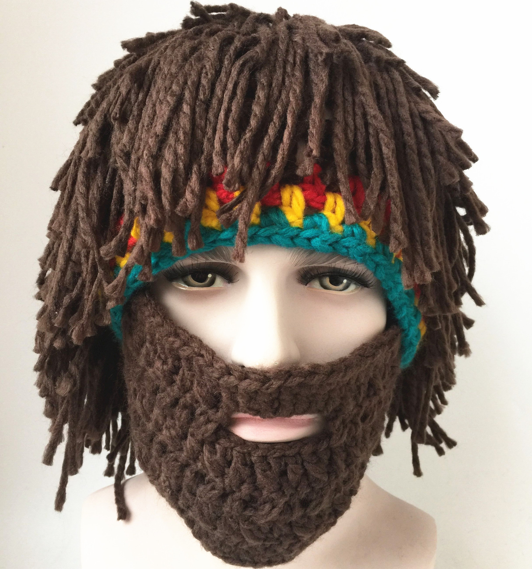 Jamaica Bob Beret Beard Rasta Knitted Reggae Rainbow Pullover