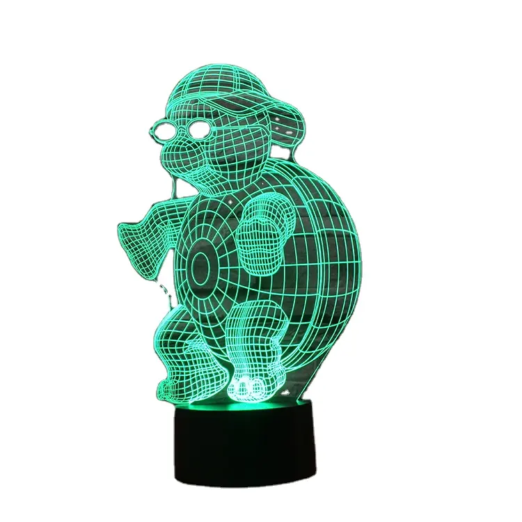 Schildpad illusion lampen met custom leuke cartoon dier 3d led nachtlampje