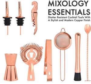 Набор для коктейлей из розового золота с бамбуковой подставкой - Product Image 2