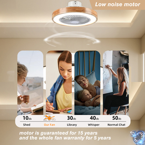 Wood 19.7'' <b>Ceiling</b> Fans With <b>Lights</b> <b>Remote</b> <b>Control</b> Modern LED 3 Color Dimmable Lighting 6 Speeds All Copper Motor - Product Image 5