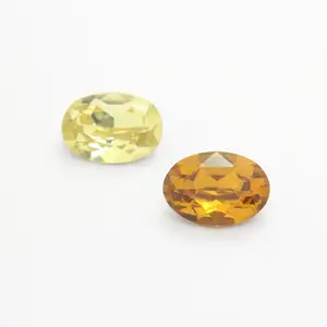 Wholesale Synthetic Stones Yellow Color Oval Cut Glass Lab Grown Gemstones for DIY Gift