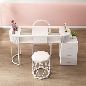 <span class=keywords><strong>Table</strong></span> de <span class=keywords><strong>manucure</strong></span> <span class=keywords><strong>pliante</strong></span> simple et luxueuse en verre japonais blanc, vente chaude 2026 - Product Image 6