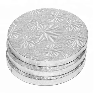 Placa de papelão branco de grau alimentício, 6 8 10 12 polegadas, papel redondo, placa, folha de prata, placas para bolo