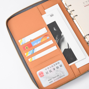 Porte-cartes multifonctionnel personnalisé, porte-documents en cuir zippé, format A5, bon prix, sac pour ordinateur portable, imperméable, grand carnet de notes - Product Image 4