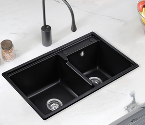 Évier de cuisine double carré ADLONE au design moderne 80*45, installation en surélevé, <span class=keywords><strong>granit</strong></span> composite de 10 mm d'épaisseur pour usage domestique - Product Image 1