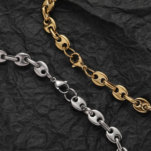 7mm catena cubana naso di maiale in acciaio inox chicco di caffè collana da uomo Hip Hop gioielli accessori femminili - Product Image 4