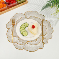 Décoration de table ronde florale pour mariage, Saint-Valentin, sous-plats en vinyle pressé métallisé rose gold pour la salle à manger