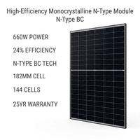 Panneau solaire monocristallin noir 660W anti-PID à faible dégradation certifié IEC pour installation photovoltaïque raccordée au réseau sur balcon de villa