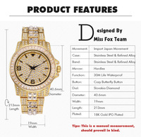 Hip-Hop Vergoldete Mikro-CZ-Diamant Großhandel Luxus-Uhr Schmuck Herren Damen Armbanduhr Quarz-Uhren