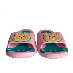 Pink Cartoon Bear Slides <b>Open</b> <b>Toe</b> EVA Outsole Anti-Slippery All Seasons Home <b>Slippers</b> - Product Image 1