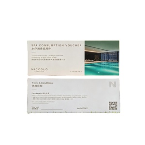 การพิมพ์บัตรกำนัลสปาโรงแรมหรูแบบกำหนดเอง กระดาษโมฮอว์ก 300 แกรม พิมพ์สองด้าน สีสันสดใส ปั๊มฟอยล์ทอง พร้อมหมายเลข สำหรับโรงแรม - Product Image 3
