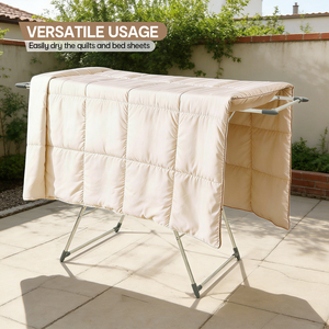 Séchoir à linge à 2 niveaux en acier inoxydable avec <span class=keywords><strong>étagère</strong></span>s, pour vêtements et chaussures - Product Image 2