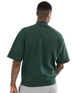 T-Shirt da Uomo di Alta Qualità in <span class=keywords><strong>Cotone</strong></span> 100% con Stampa 3D Personalizzata, Oversize, Spessa, a Collo Alto, Nera - Product Image 2