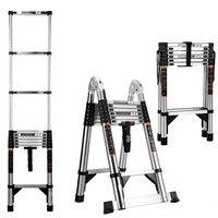 Échelles télescopiques en acier inoxydable 1,7M+1,7M, réglables, verrouillage manuel, 8 marches, capacité de charge 150 kg, design moderne et minimaliste