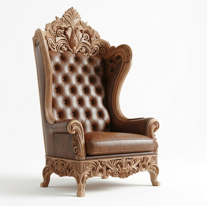 Sofá Individual de Lujo de Inspiración Real con Estructura de Madera Sólida y Cojines Afelpados para Salas de Estar Elegantes - Product Image 1