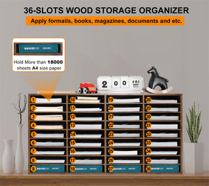 Cổ 36 Khe Cắm Máy Tính Để Bàn Giấy Lưu Trữ Lớp Học Người Giữ Thư Trung Tâm Gỗ Có Thể Điều Chỉnh Văn Học Tổ Chức Cho Nhà Văn Phòng - Product Image 2