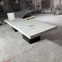 Table de conférence en pierre de quartz Corian pour 30 personnes, meuble de salle de conférence moderne de 20 pieds