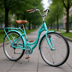 Vélo pour femmes Zuka, 24 pouces, 7 vitesses, cadre en acier, vélo de ville, style classique, avec frein V, pédales plateforme - Product Image 2