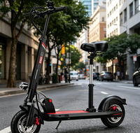 Trottinette électrique pliable avec cadre réglable, siège réglable, suspension avant et arrière, stock disponible, faible MOQ, et large plateforme pour les trajets quotidiens