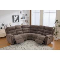Canapé d'angle inclinable moderne en tissu et bois avec fonction massage et table pliante pour salon